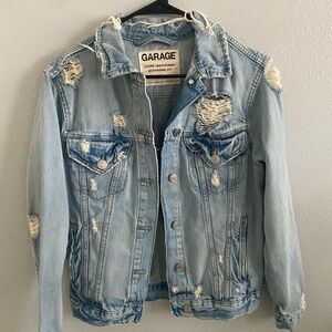 Garage Distressed Light Blue Denim Jacket